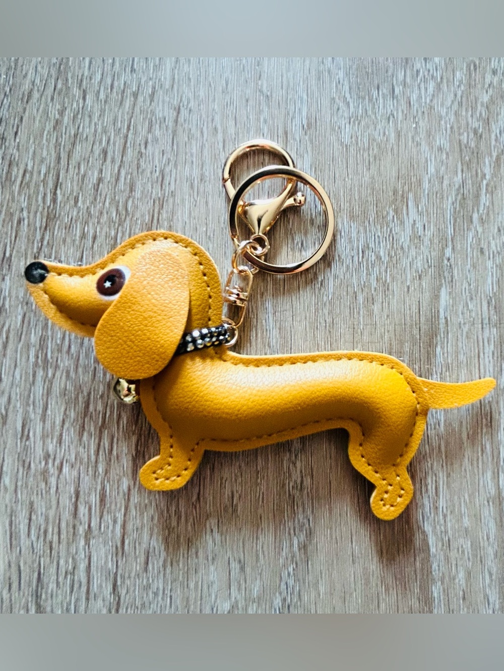 Mustard Dachshund Dog Keychain/Bag Charm